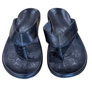 Olukai Mekila Flip Flop Comfort Sandals Leather Casual Black M10 EU43 PRISTINE
